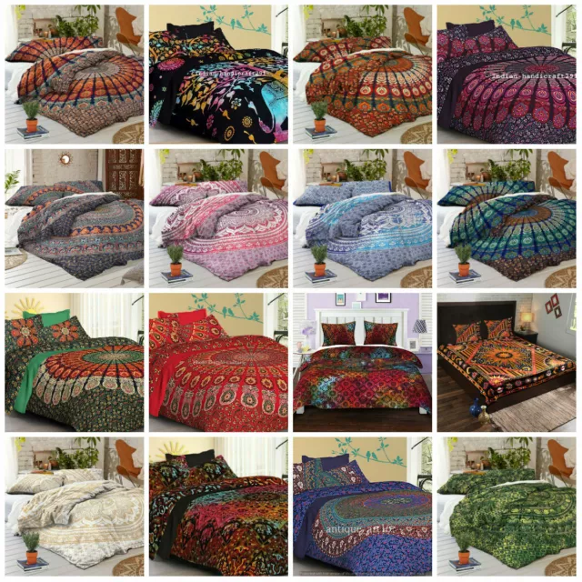 Lot de Literie Double/Simple Housse Couette Mandala Hippie Gitane Indien