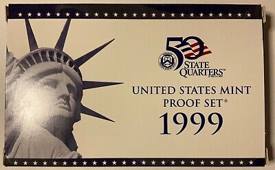 1999 S États Unis Preuve 9 Pièce de Monnaie Kit W/ Original Boîte San Fran Clad