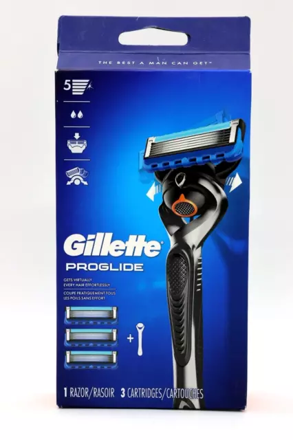 GILLETTE PROGLIDE Gift Pack of 3 Cartridges Refills + 1 Handle Fits all Fusion 5