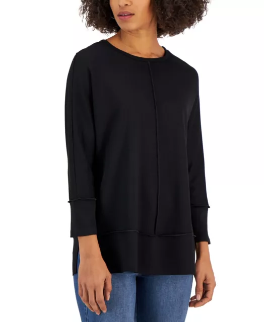 Jones New York Women's Knit With Three Quarter Tunic Black Size Large