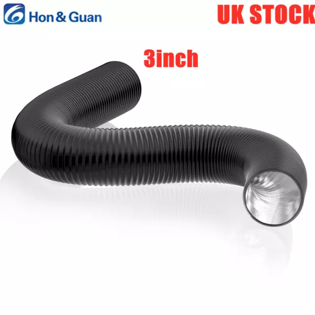 Hon&Guan 3"  Flexible Ducting Vent Pipe Aluminum Foil PVC Duct Hose Ventilation