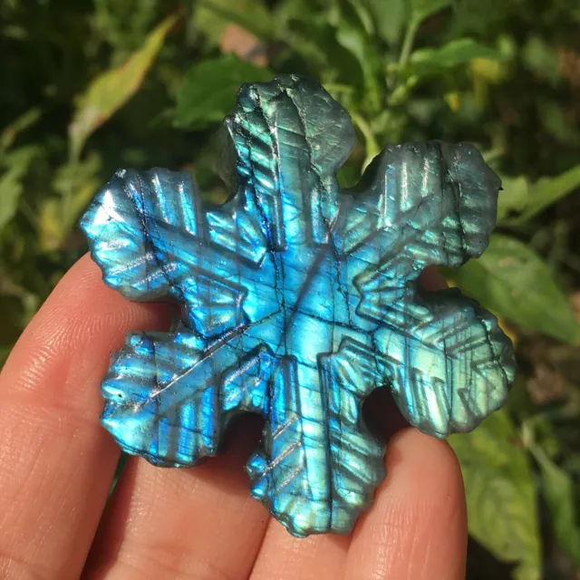 Natural labradorite snowflake Carved quartz crystal skull reiki healing Gift 1pc
