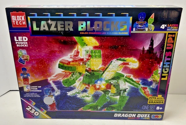 NEW BLOCK TECH Lazer Blocks Dragon Duel Color Changing LED Building 230 ...