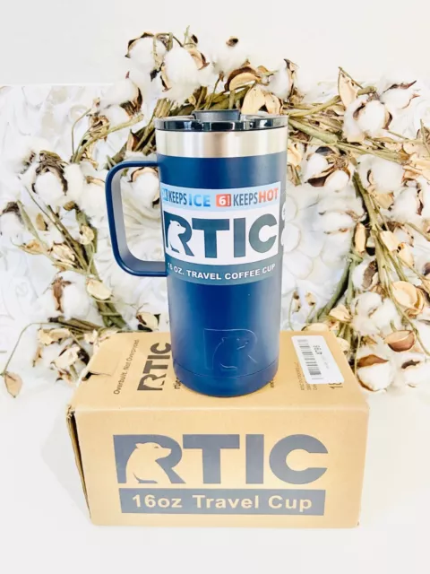 RTIC 16 oz Coffee Travel Mug with Lid and Handle, Stainless Steel Vacuum NAVY