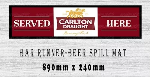 CARLTON DRAUGHT Beer Spill Mat Bar Runner Man Cave (890mm X 240mm) Pub Rubber