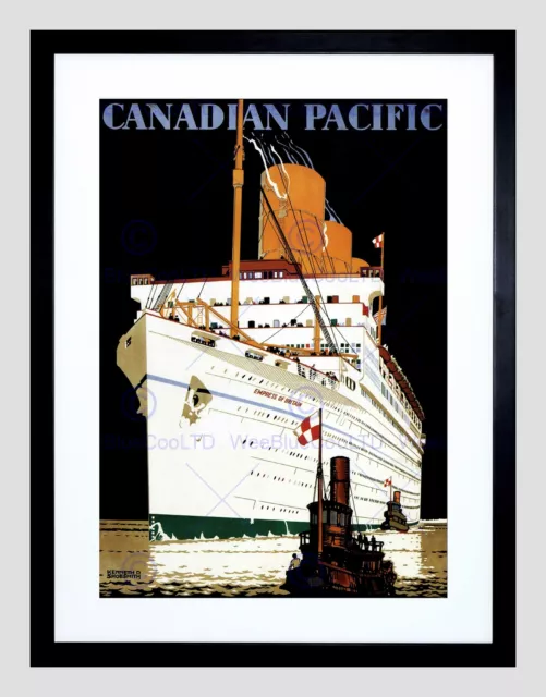 Travel Ocean Liner Ship Boat Empress Britain Tug Canada Framed Print B12X10309