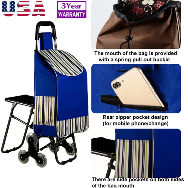 Shopping Trolley VEVOR Folding Shopping Cart Utility Grocery Basket Cart Shopping Stair Climbing Cart - View #6