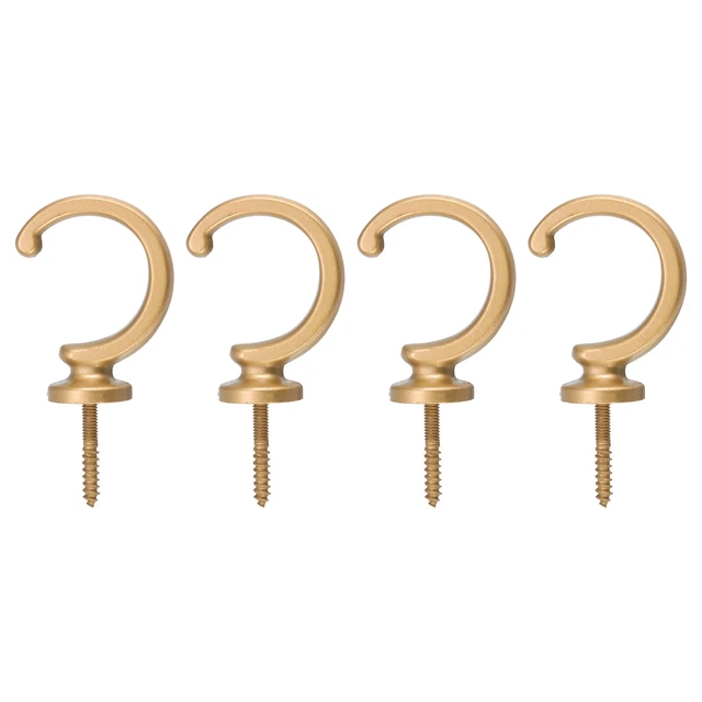 4Pcs Aluminum Alloy Wall Mounted Curtain Holdback Drapery Tieback Hooks, Gold