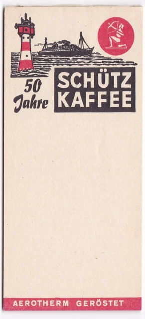50 Jahre Schütz Kaffee Leuchtturm Boot Rechnungsblock Kellnerblock Bremerhaven