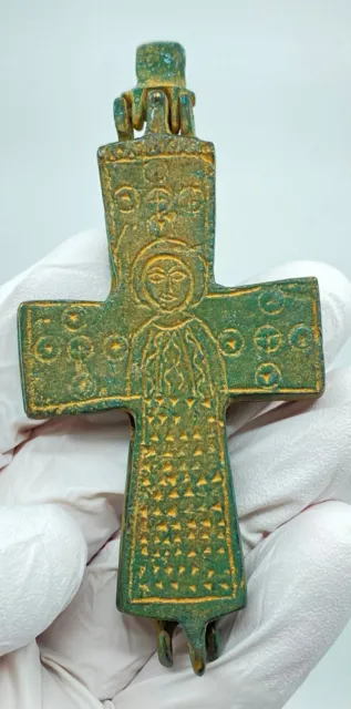 Medieval Christian Byzantine Reliquary Cross Crucifix circa 1000 - 1200AD i95264