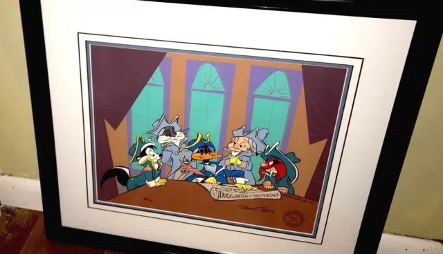 Warner Bros Cel Bugs Bunny Daffy Pepe Ducklaration Of Independence Chuck Jones