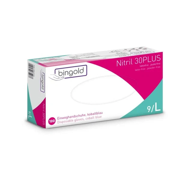Bingold Nitril 30PLUS Einmalhandschuhe, blau, L