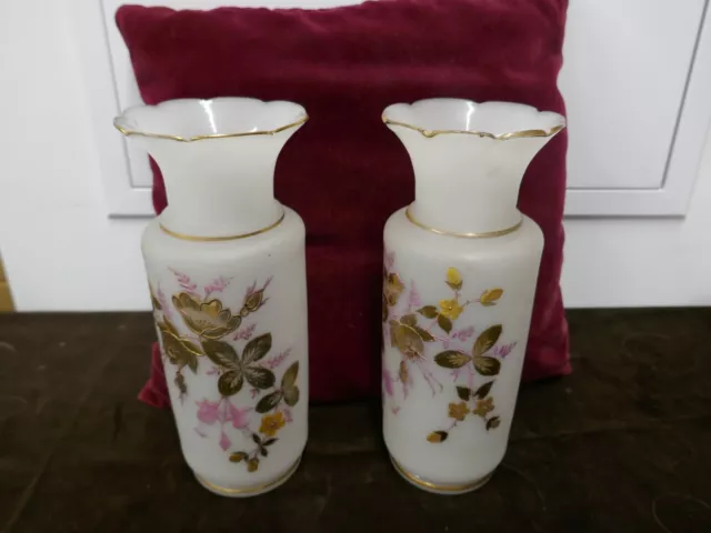 paire de vases Napoléon III,19ème,opaline numérotée,H 24,5cm