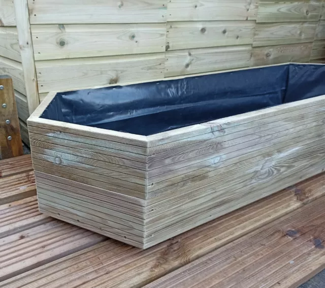 Raised Garden Water Feature Handmade Wooden Pond 150x50x27cm Delivered Ready2Use