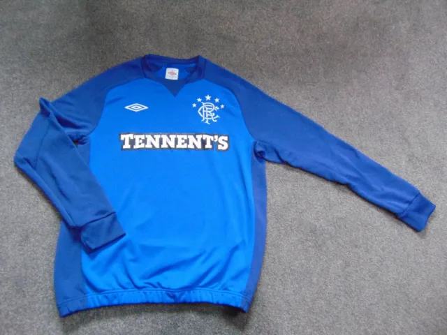 Men's Glasgow Rangers Umbro Tennent's Crew Neck training Sweatshirt Size L Blue