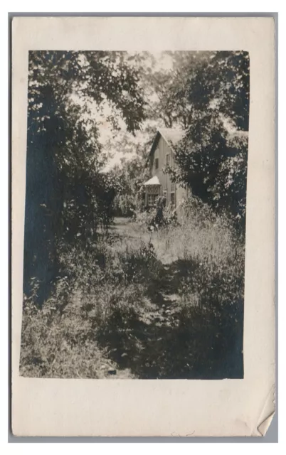 RPPC Overgrown Cabin Scene GRAND RAPIDS? MI Michigan Vintage Real Photo Postcard