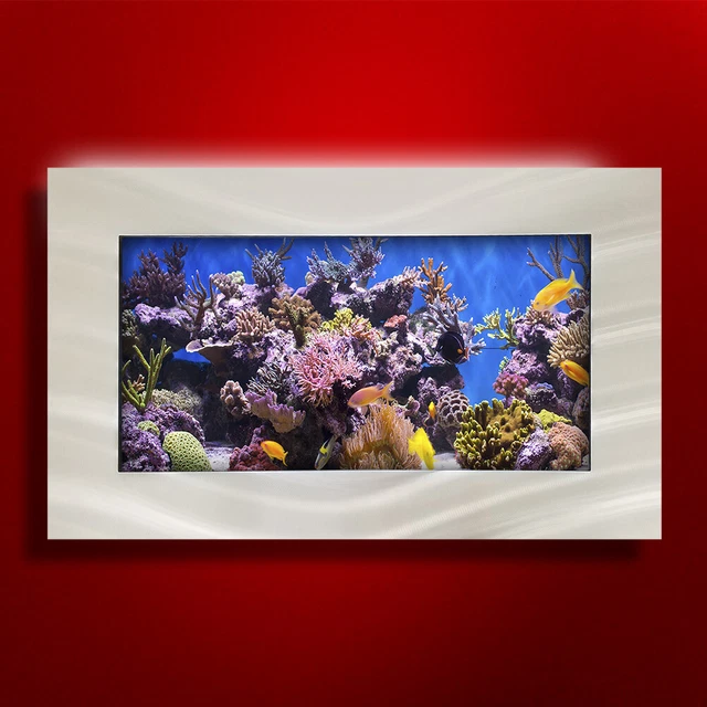 New! Original Aussie Aquarium - Seascape Brushed Aluminum Wall Mounted Fish Tank