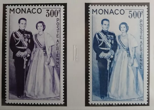 MONACO 1959 - Couple princier - Poste aérienne n° YT PA 71 - 72 -  Neufs** / MNH