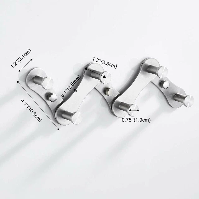 Coat Hook Rack Wall Mounted Stainless Steel Brushed Nickel Towel Key DIY Rail