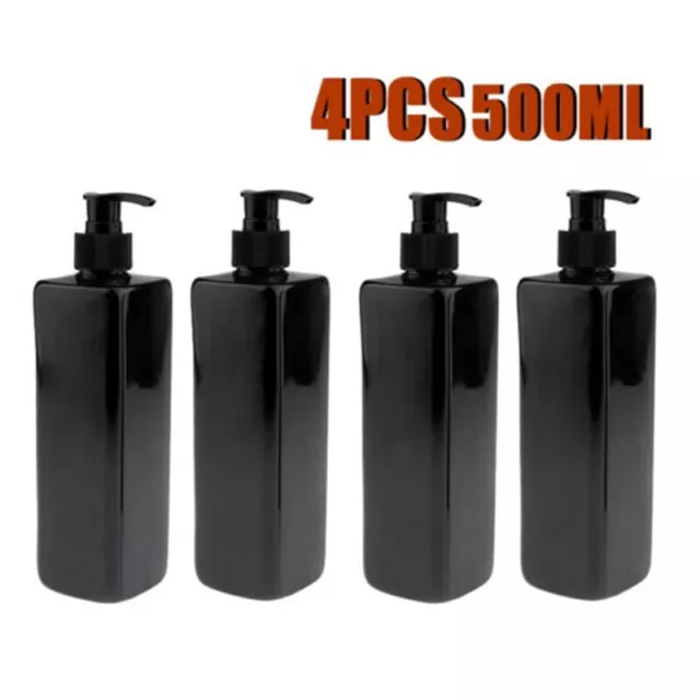 Bottiglia dispenser pompa nera riutilizzabile 500 ml per shampoo e lozione (4 pz