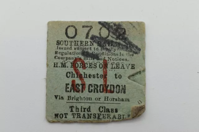 Southern Railway Ticket 0702 CHICHESTER to EAST CROYDON 19 OC 42