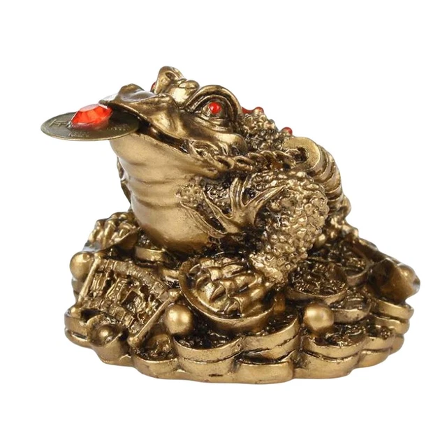 Money Toad Statue with Lucky Charm Ancient Coin Frog for Housewarming Decoration