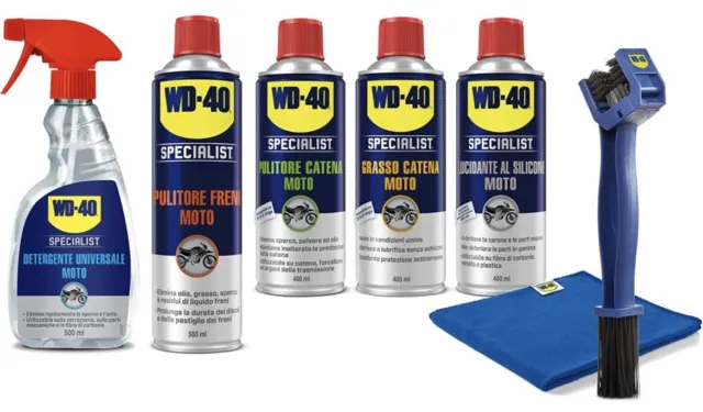 Kit pulizia/manutenzione WD40: Detergente; Grasso; Pulitore; Pulitore Freni; ecc