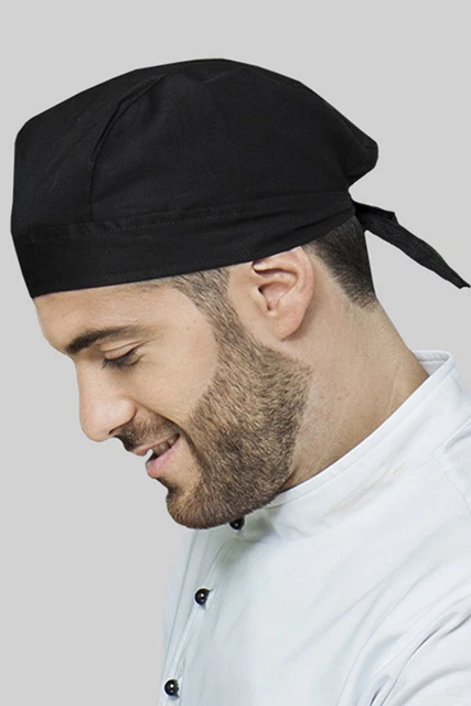 Cappello Da Chef Bandana Gordon - Nero/Bianco, Regolabile, Lavabile, Per Cuochi Uomini E Donne - Foto 13
