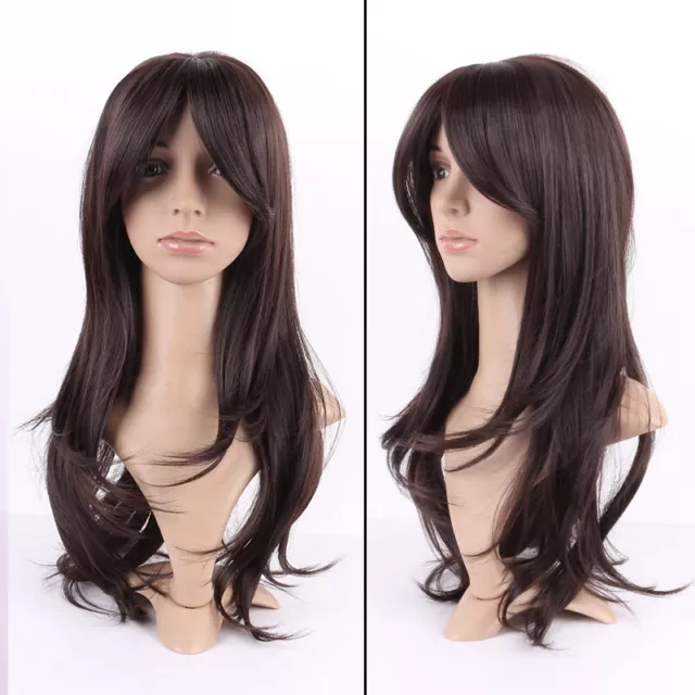 16" Curly Wavy Full Head Synthetic Kanekalon 100% Hair Wig with Combs Lady Woman