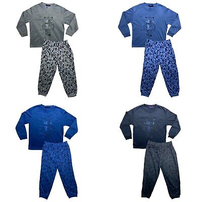 Boys Kids Pyjamas Long Sleeve Top Bottom Set Nightwear PJs Cotton Robot New 4-14