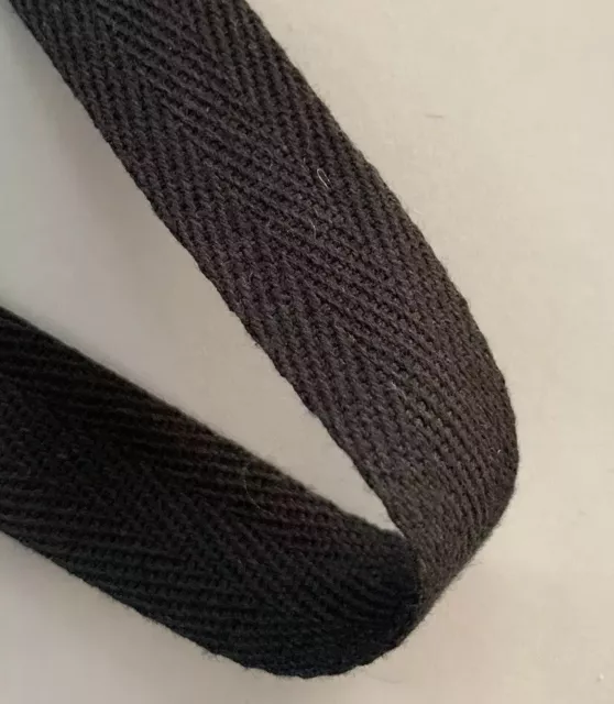 25mm Cotton Webbing Herringbone Twill Tape Sew Strap Bag black 2m