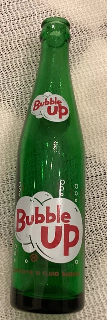 Bubble up vintage bottle green white red 10 oz