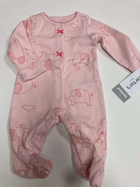 Preemie baby girl footie Carter's pink with with cute print
