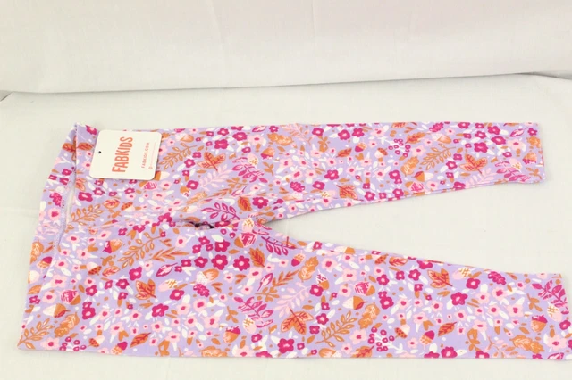 FABKIDS Toddler Girls Size 3T Acorn Floral Viola Printed Legging Bottom Pink NWT