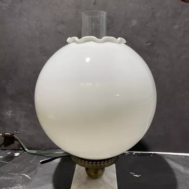 Vintage 10" OPAL BALL SHADE 4" fitter glass for old oil,banquet, GWTW lamp