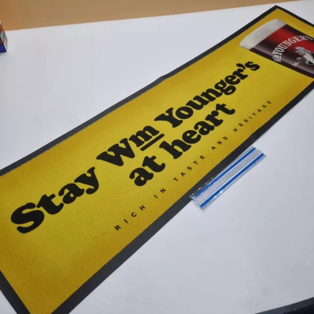 Stay Wm Youngers At Heart Yellow Rubber Beer Bar Runner Mat Drip Home Man Cave