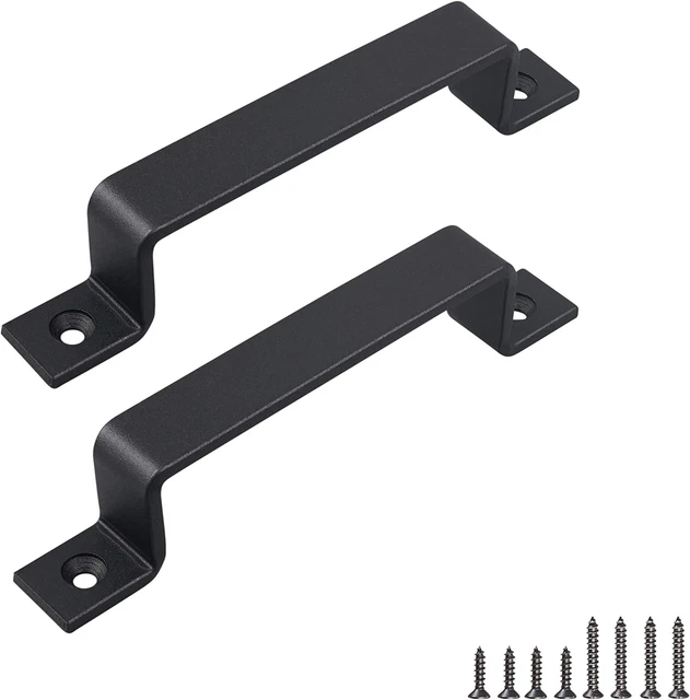Barn Door Handle, Black 8 Inch Gate Handle Set (Pack of 2), Door Pull, Pull Hand
