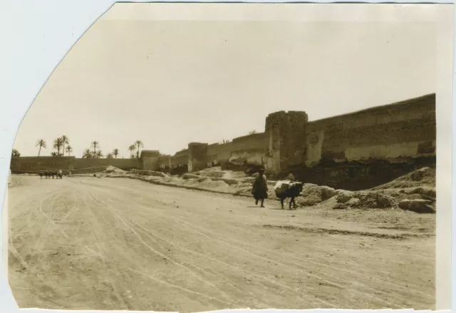 Maroc. Marrakech. Les Remparts. Maghreb. Tirage argentique circa 1920.