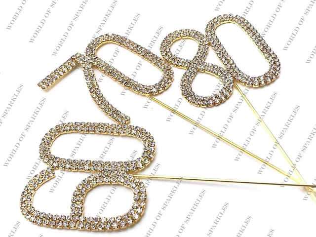 Décoration De Gâteau Artisanale - Cristal Diamant Strass - Argent Et Rose - 18 Ou 21 Cm