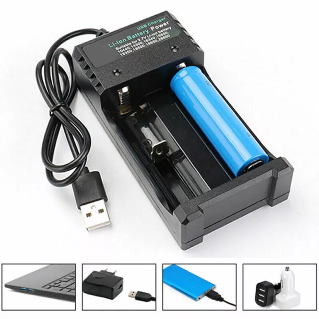 Universal USB Dual Slot Battery Charger For 3.7V 18650 16340 14500 26650 Li-ion*