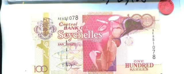 Seychelles 2011 100 Rupee Turtle Currency Note Cu 2348J