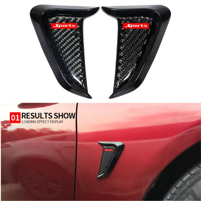 2Pcs Car Carbon Fiber Side Door Fender Vent Air Wing Cover Trim Kit Universal