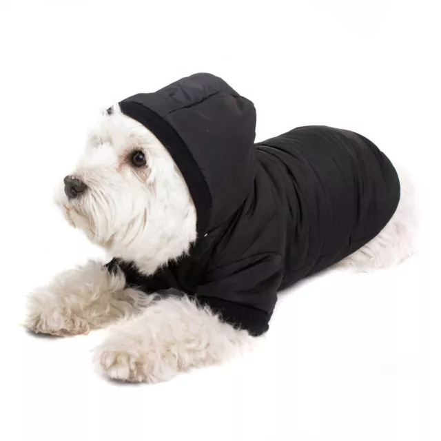 Hundemantel Hundejacke Hundeanorak Hundeparka Jacke für Hunde mit Kapuze Schwarz