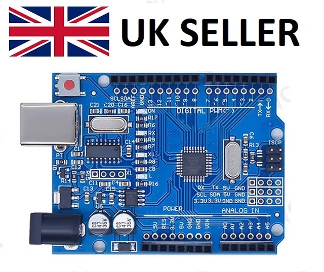 COMPATIBILE CON ARDUINO UNO R3 ATMEGA328P 5V CH340G saldato testato ...