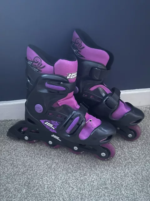 NO FEAR Girls Adjustable Inline Skates Size 1 – 4