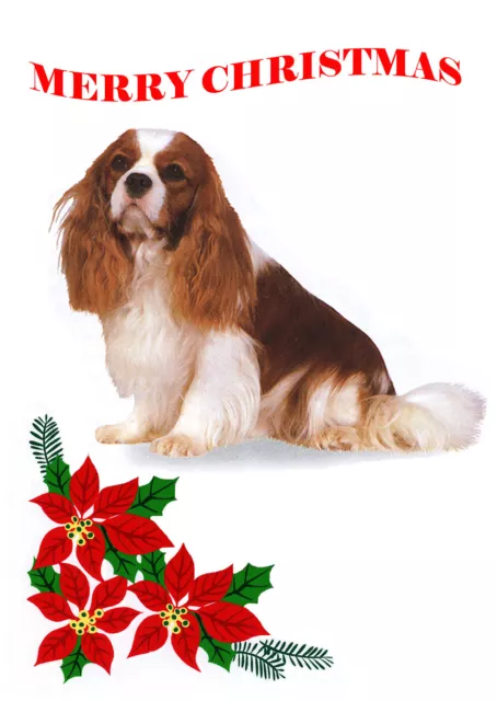 Cavalier King Charles Spaniel Single Dog Print Greeting Christmas Card