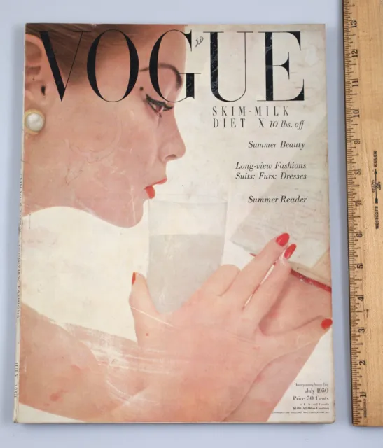 Vintage Vogue Magazine July 1950 Skim Milk Diet Summer Beauty Gloria Swanson