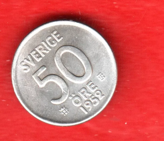 Sweden 50 Ore 1952 Silver