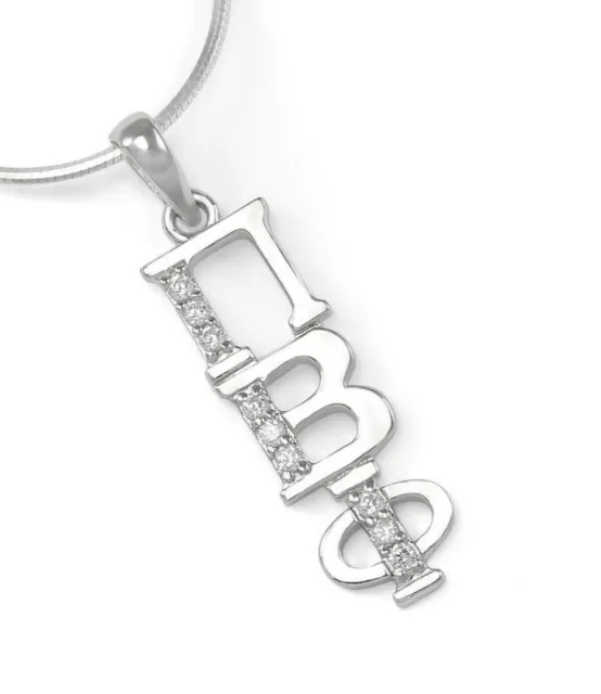 Pi Beta Phi Sterling Silver Lavaliere Pendant with Simulated Diamonds