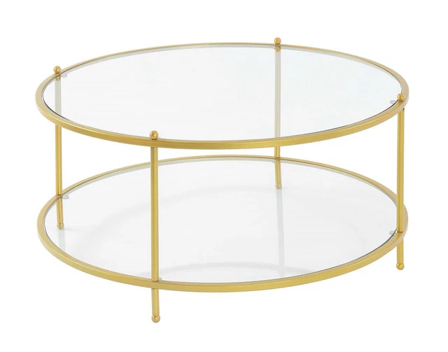 Convenience Concepts Royal Crest 2 Tier Round Glass Coffee Table S11-155